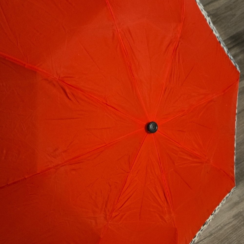 Dior Red Canopy Umbrella with Leopard-Print Border - Picture 3 of 8